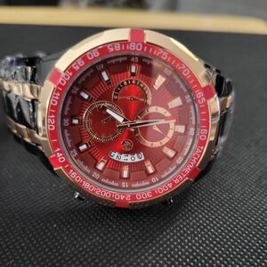 Red and Gold Men's Chronograph Watch - Stylish Sport Design